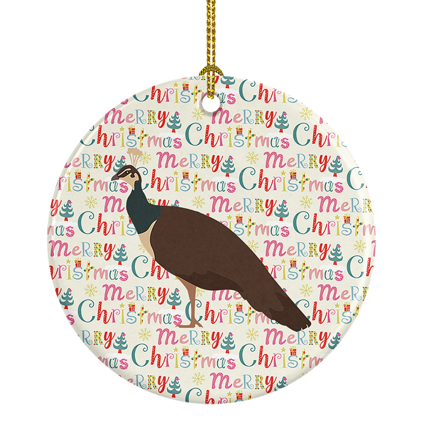 Buy this Indian Peahen Peafowl Christmas Ceramic Ornament