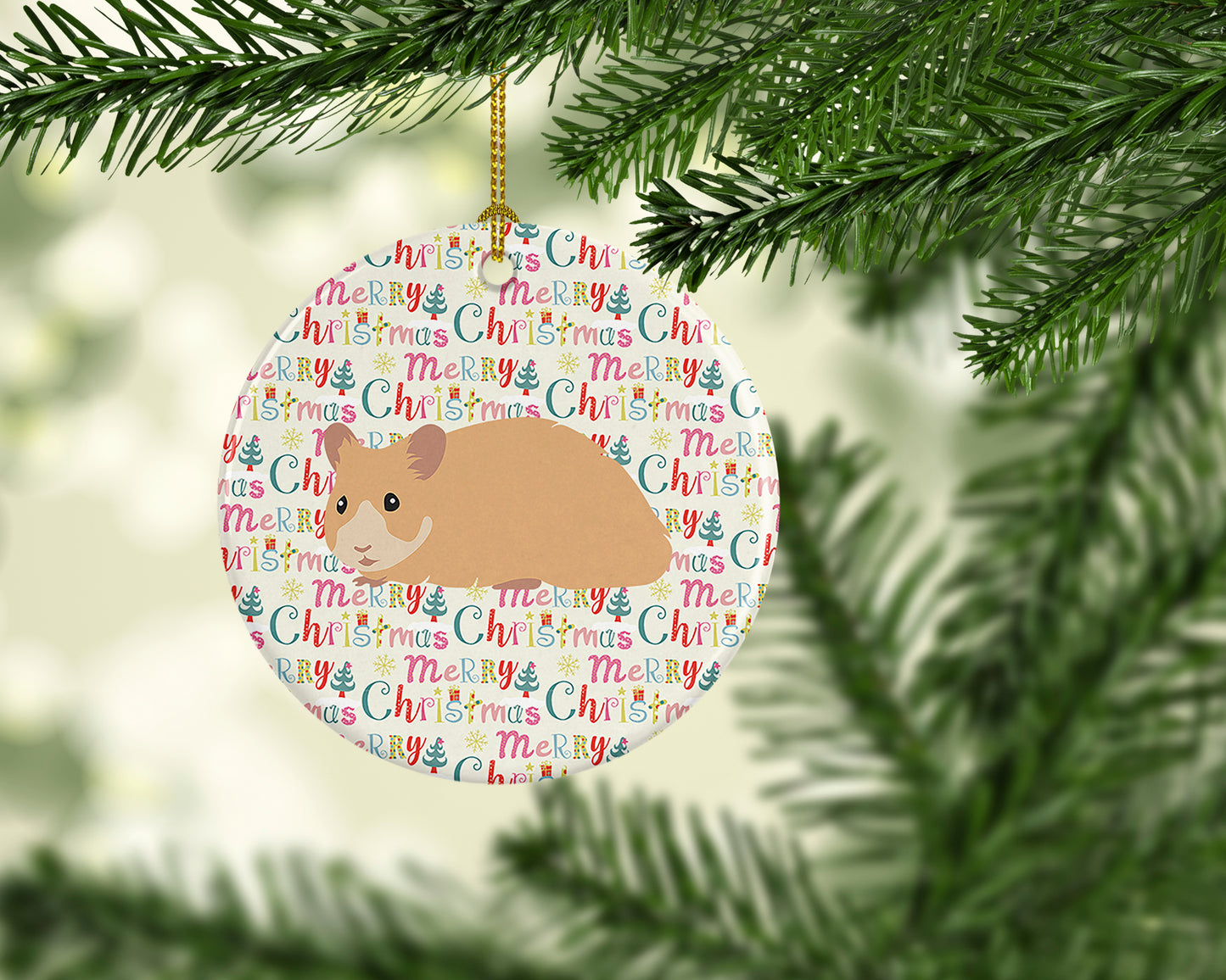 Syrian Golden Hamster Christmas Ceramic Ornament