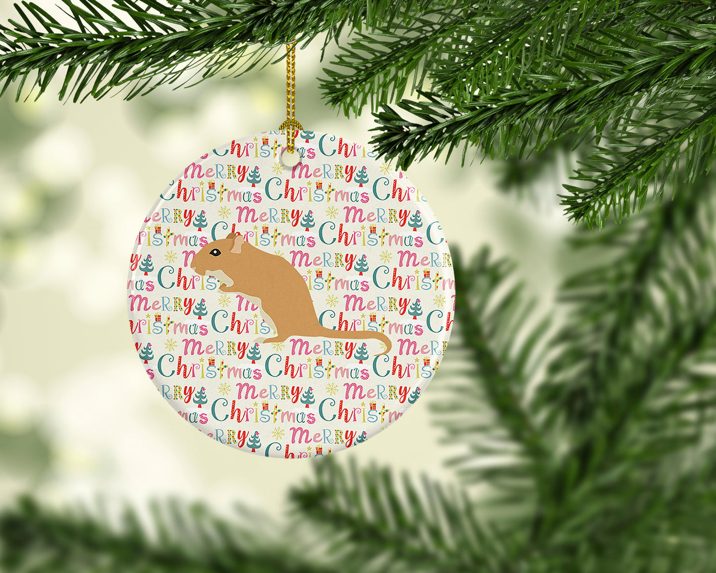 Gerbil Mouse Christmas Ceramic Ornament