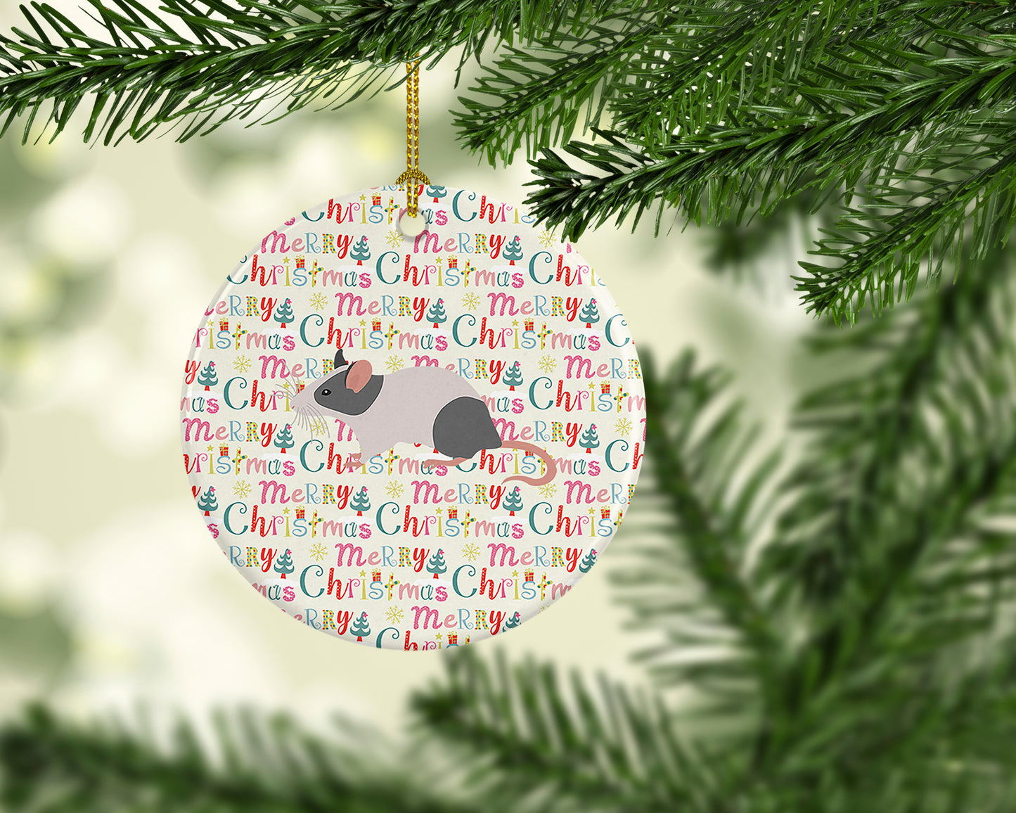 Japanese Mouse Christmas Ceramic Ornament