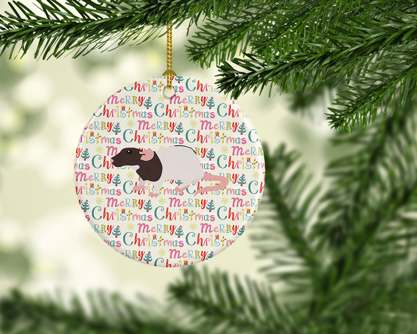 Dumbo Rat Christmas Ceramic Ornament