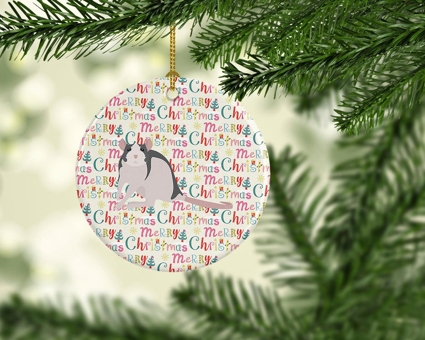 Husky Rat Christmas Ceramic Ornament