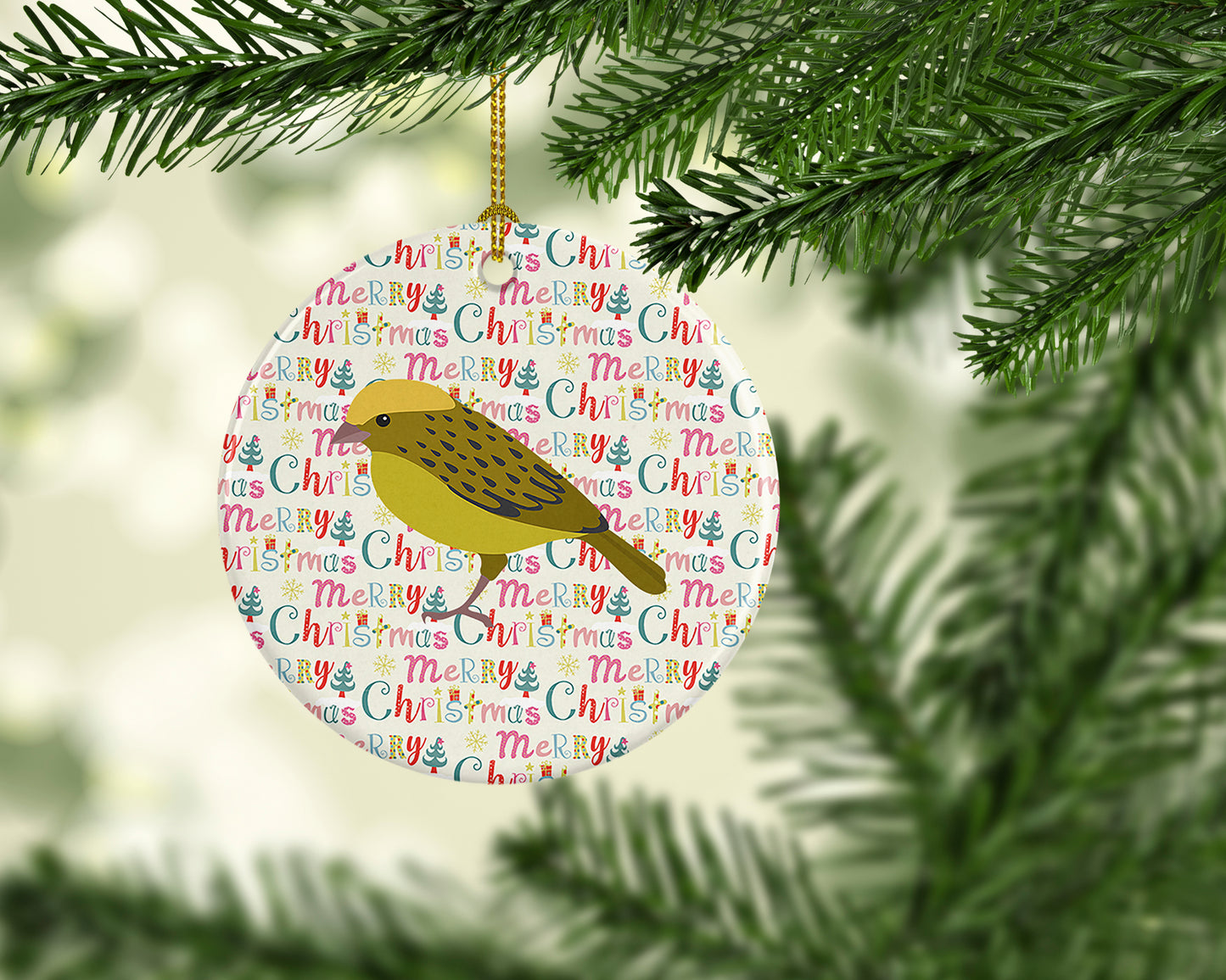 Lizard Canary Christmas Ceramic Ornament