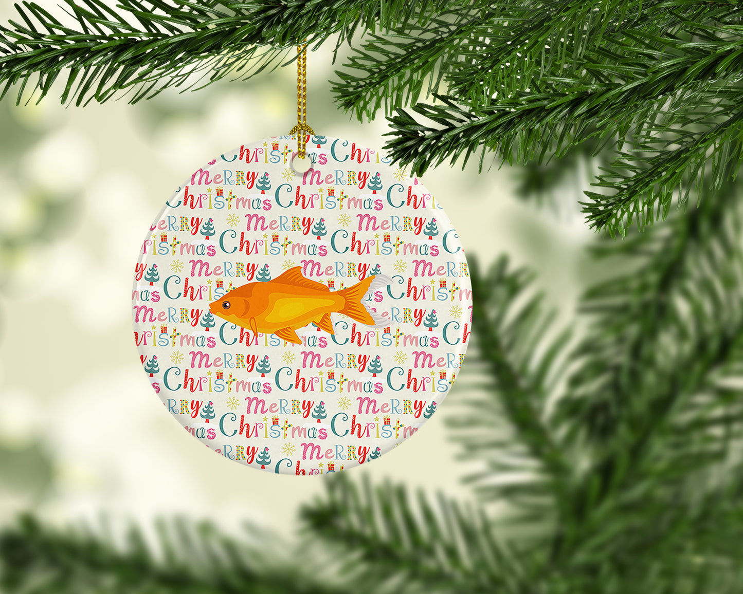 Goldfish Common Christmas Ceramic Ornament