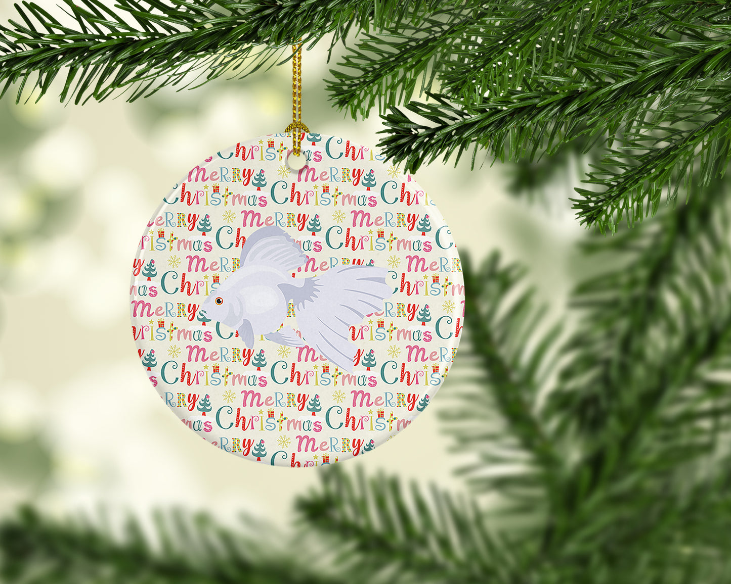 Ryukin Goldfish Christmas Ceramic Ornament
