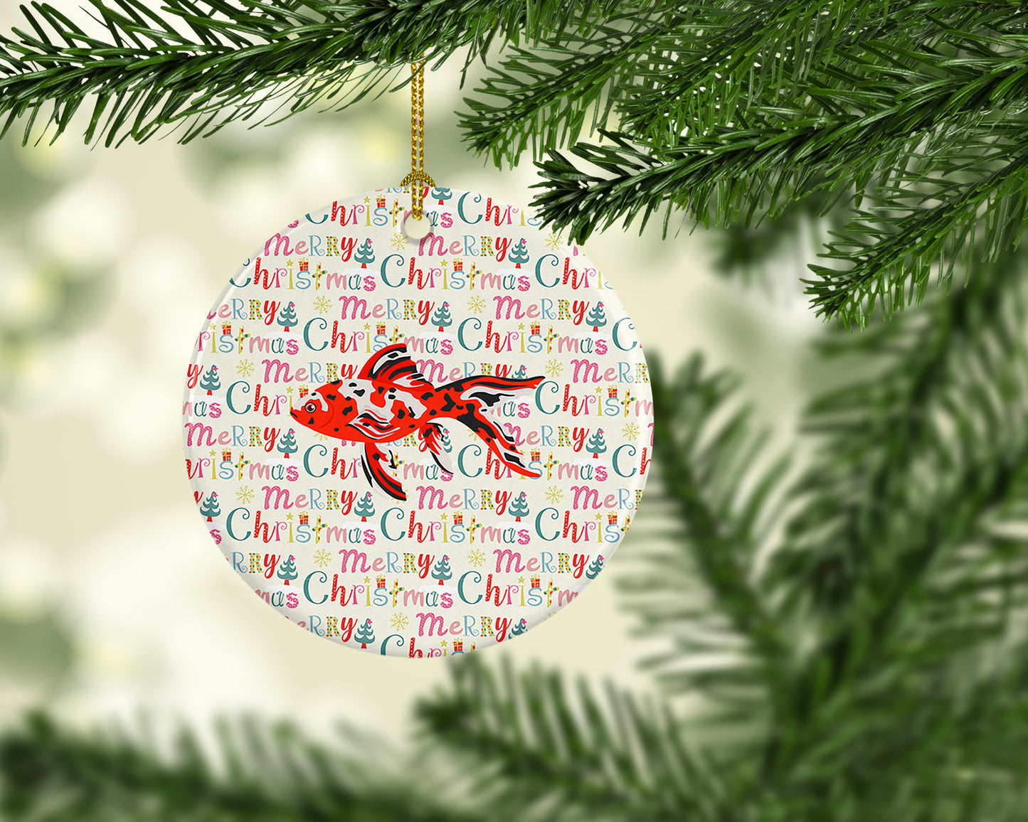 Shubunkin Goldfish Christmas Ceramic Ornament
