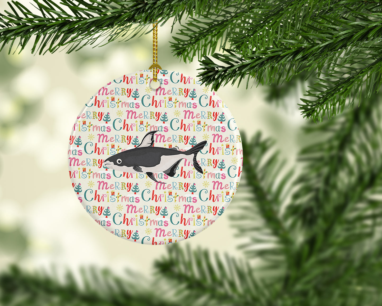 Iridescent Shark Christmas Ceramic Ornament