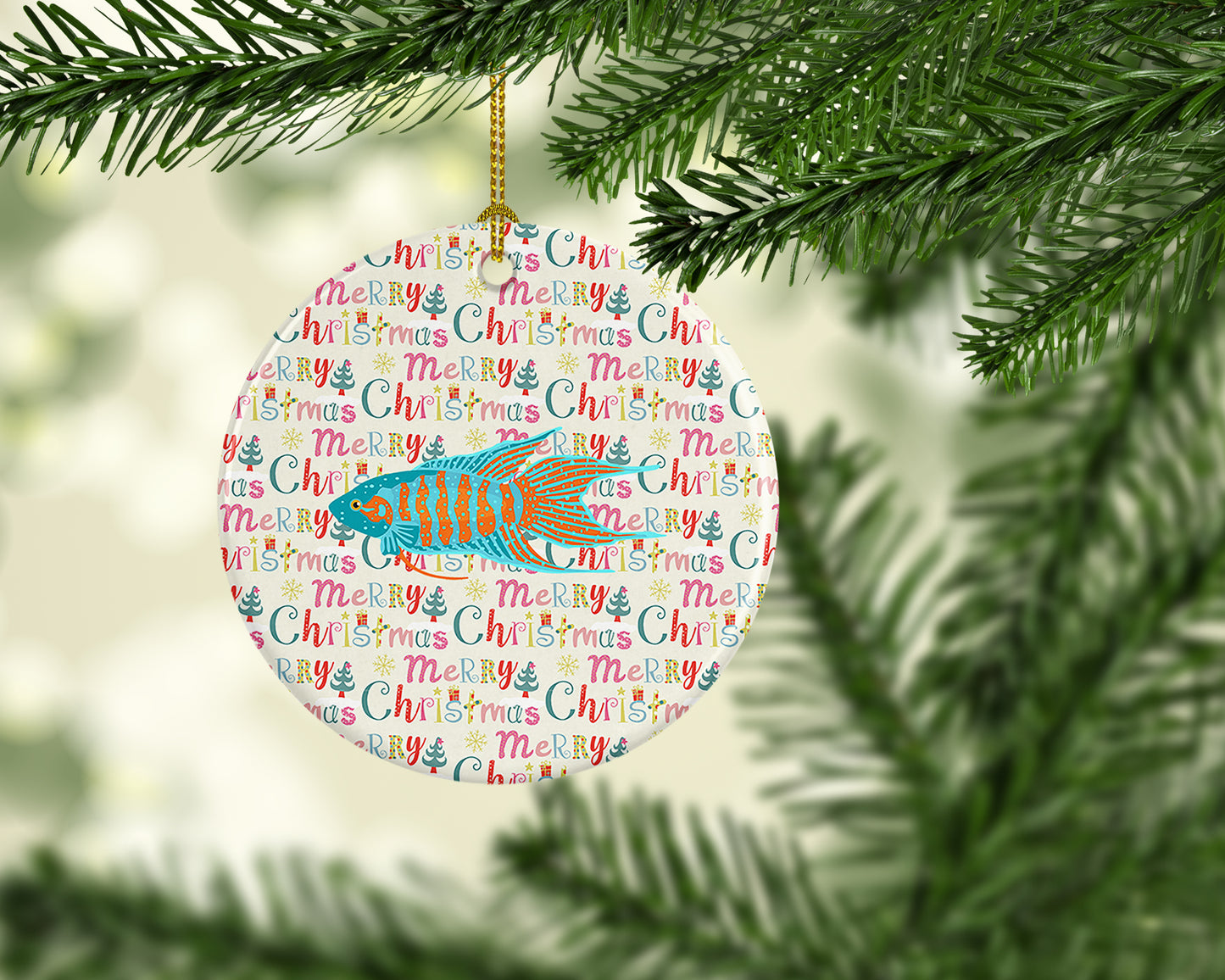 Paradise Fish Christmas Ceramic Ornament