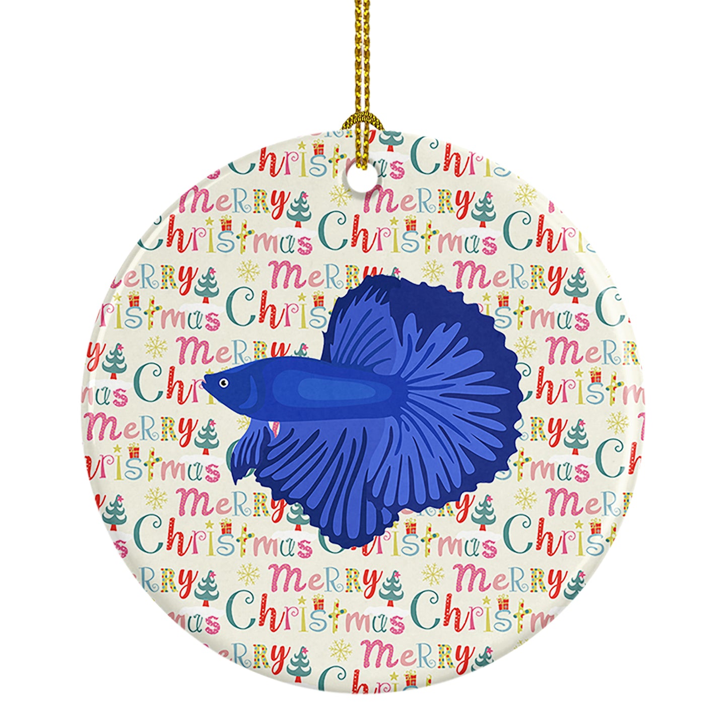 Buy this Super Delta Tail Betta Christmas Ceramic Ornament