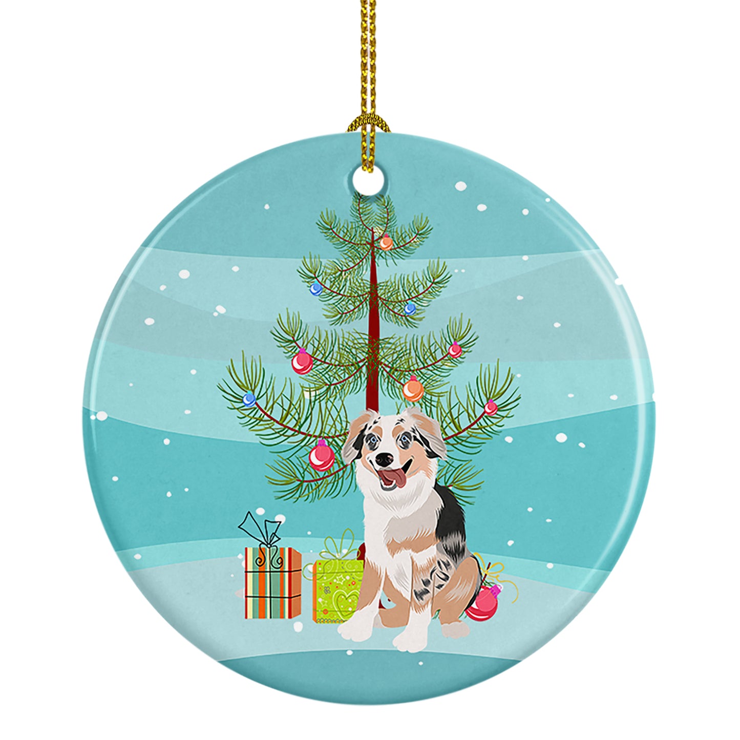 Buy this Australian Shepherd Blue Merle Puppy #1 Christmas Ceramic Ornament