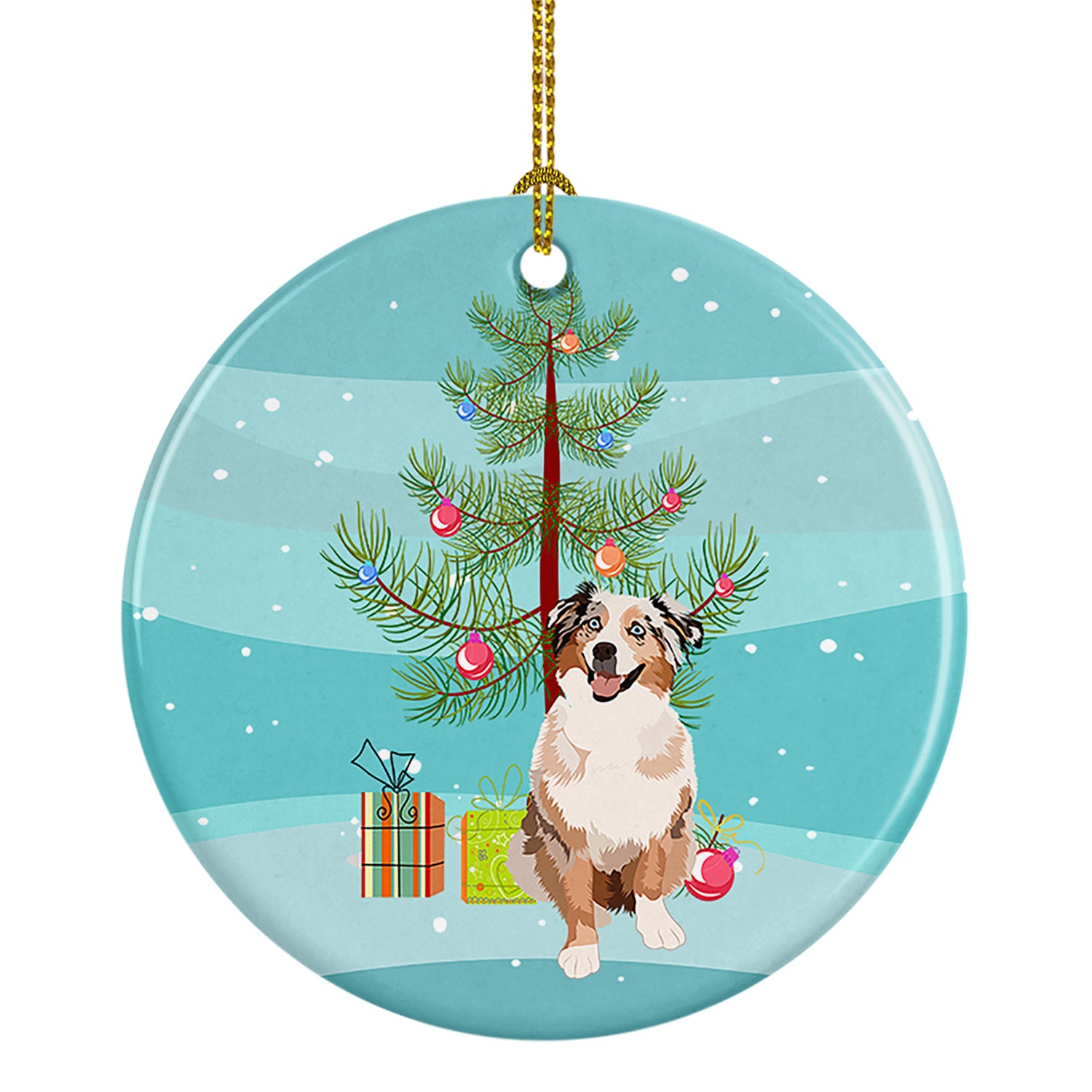 Buy this Australian Shepherd Red Merle Tricolor #2 Christmas Ceramic Ornament