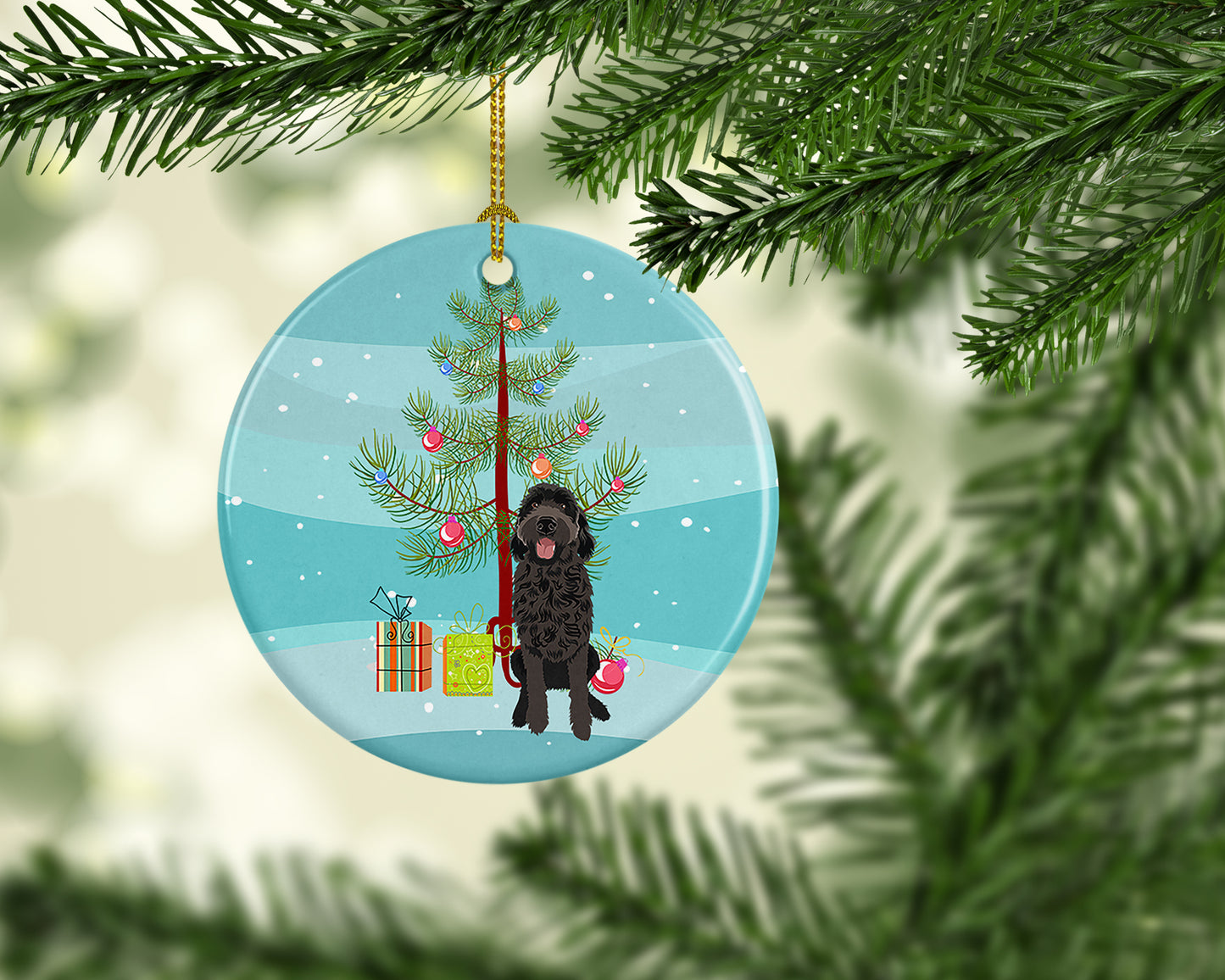 Doodle Black #1 Christmas Ceramic Ornament