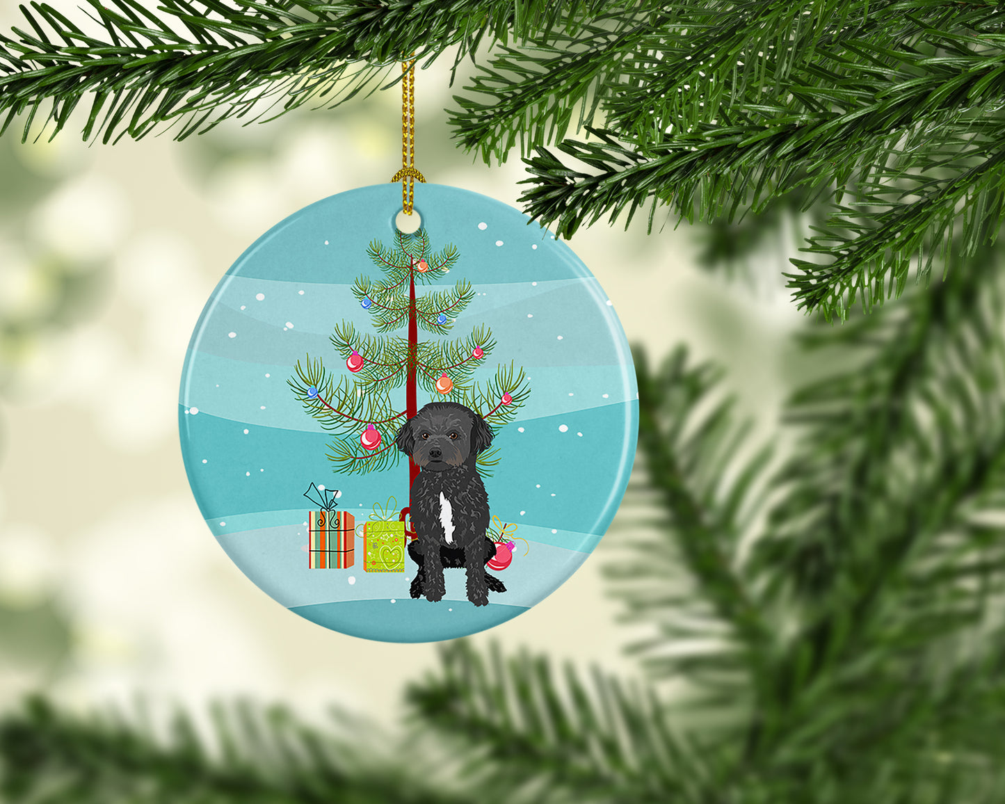 Doodle Black and White #1 Christmas Ceramic Ornament