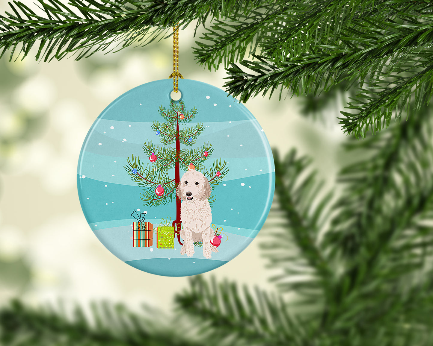 Doodle Cream #1 Christmas Ceramic Ornament