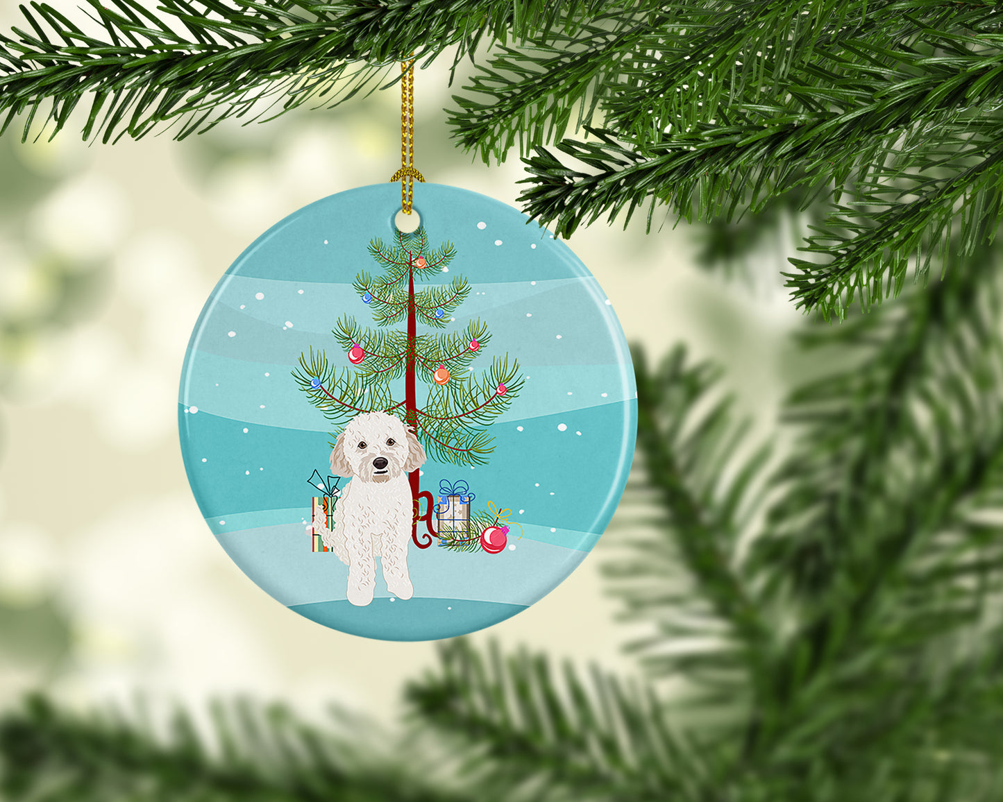 Doodle Cream #4 Christmas Ceramic Ornament