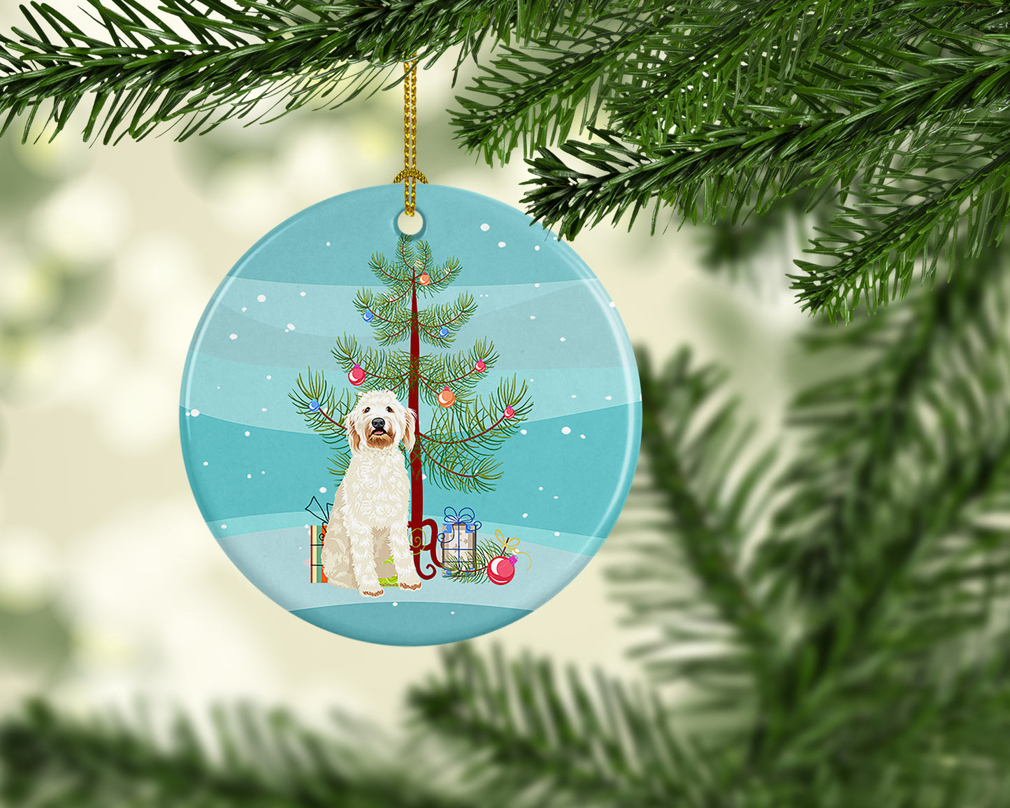 Doodle Cream #6 Christmas Ceramic Ornament