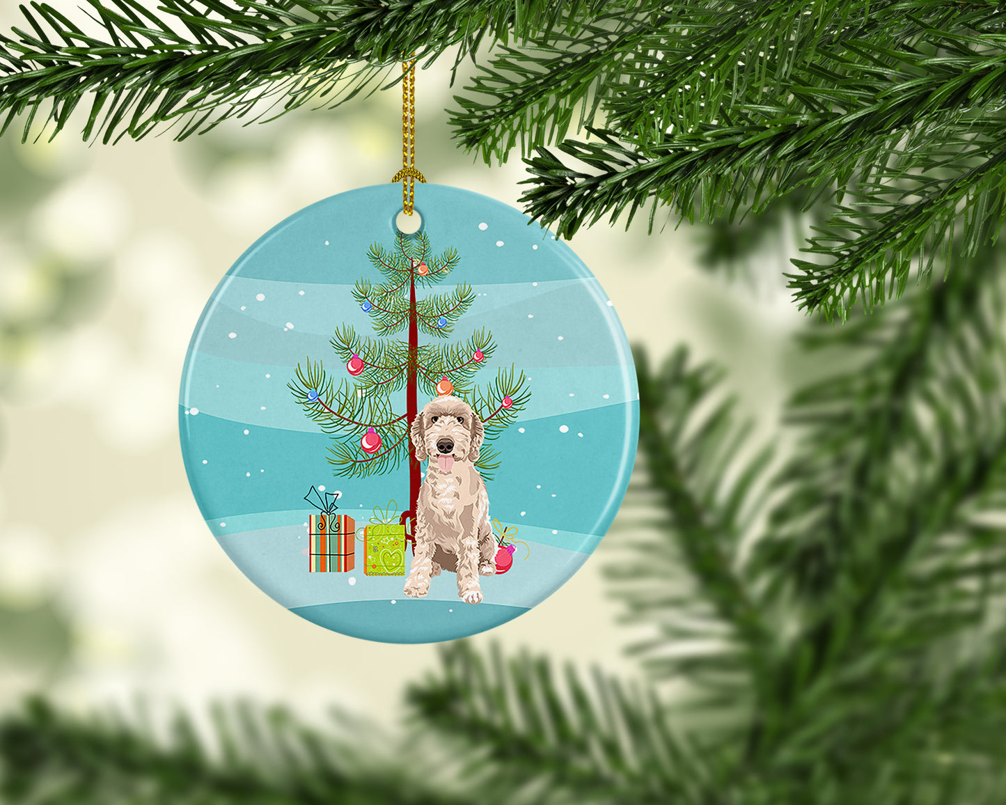 Doodle Fawn #5 Christmas Ceramic Ornament