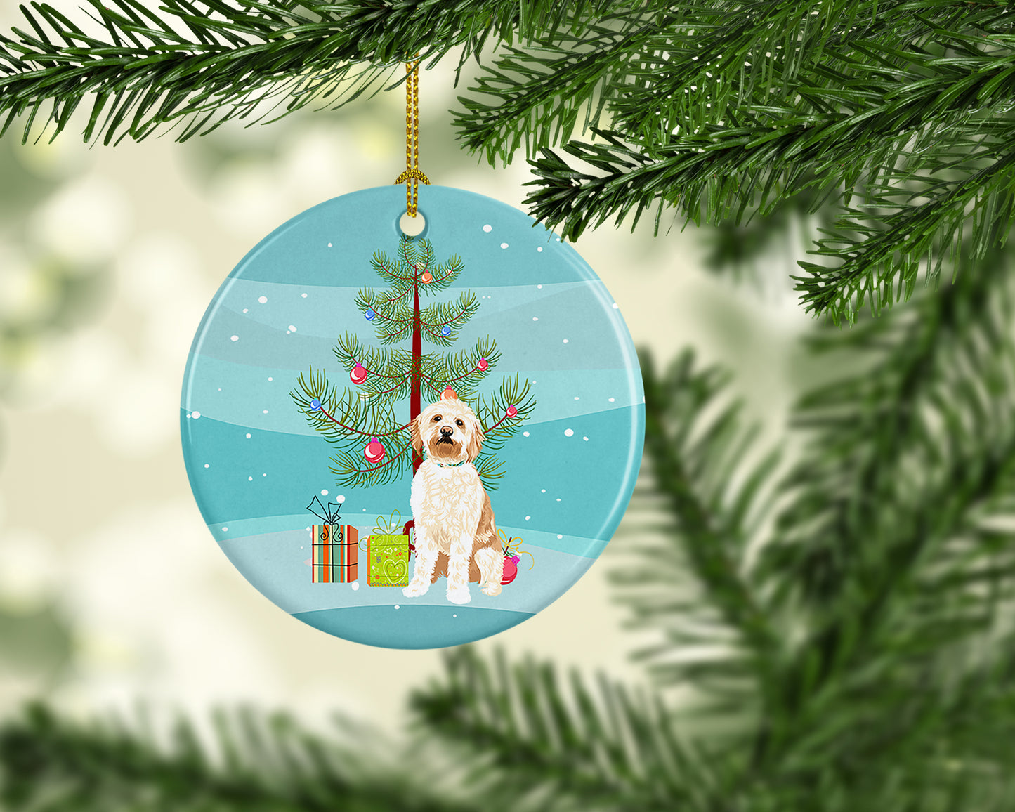 Doodle Red #2 Christmas Ceramic Ornament