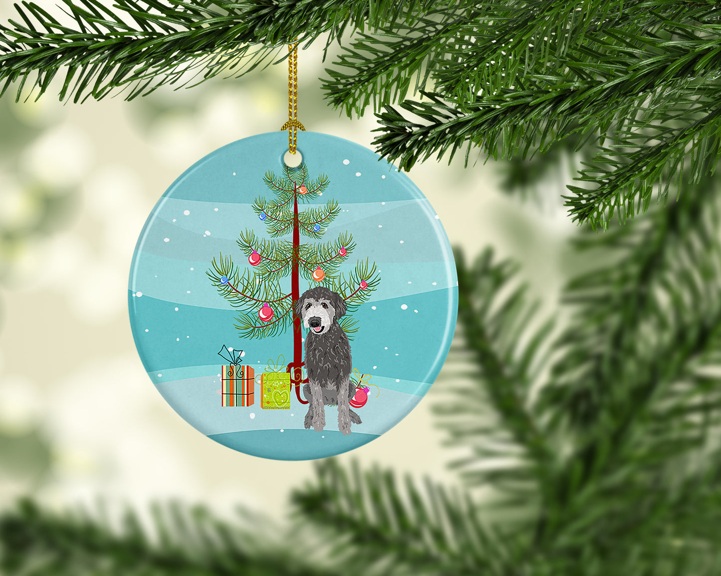 Doodle Silver #2 Christmas Ceramic Ornament