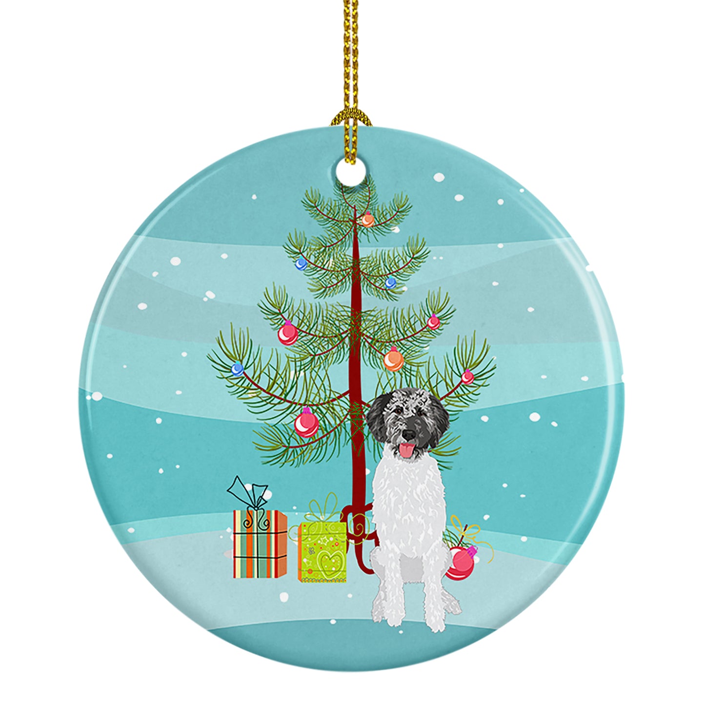 Buy this Doodle Silver #3 Christmas Ceramic Ornament