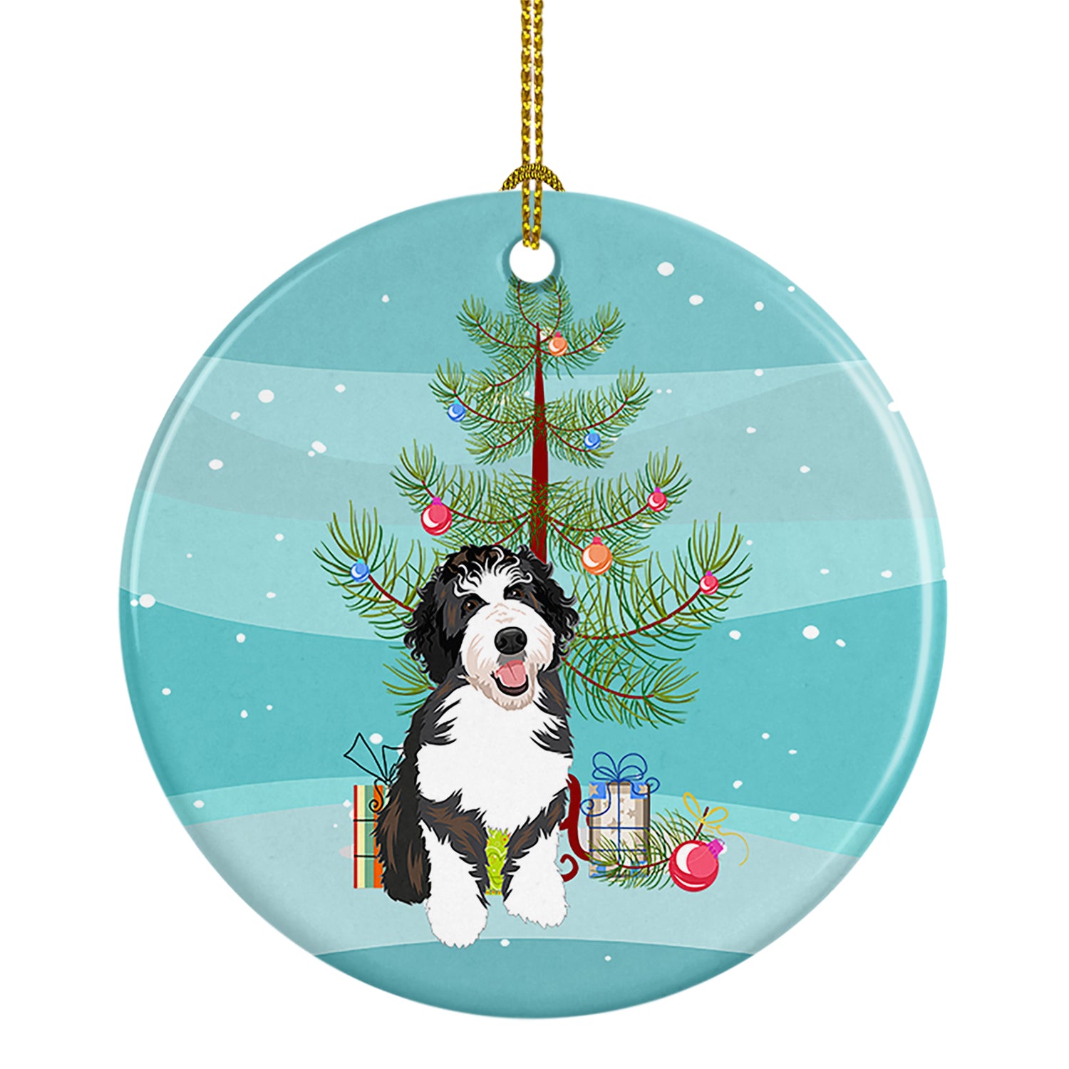Buy this Doodle Silver and White #1 Christmas Ceramic Ornament