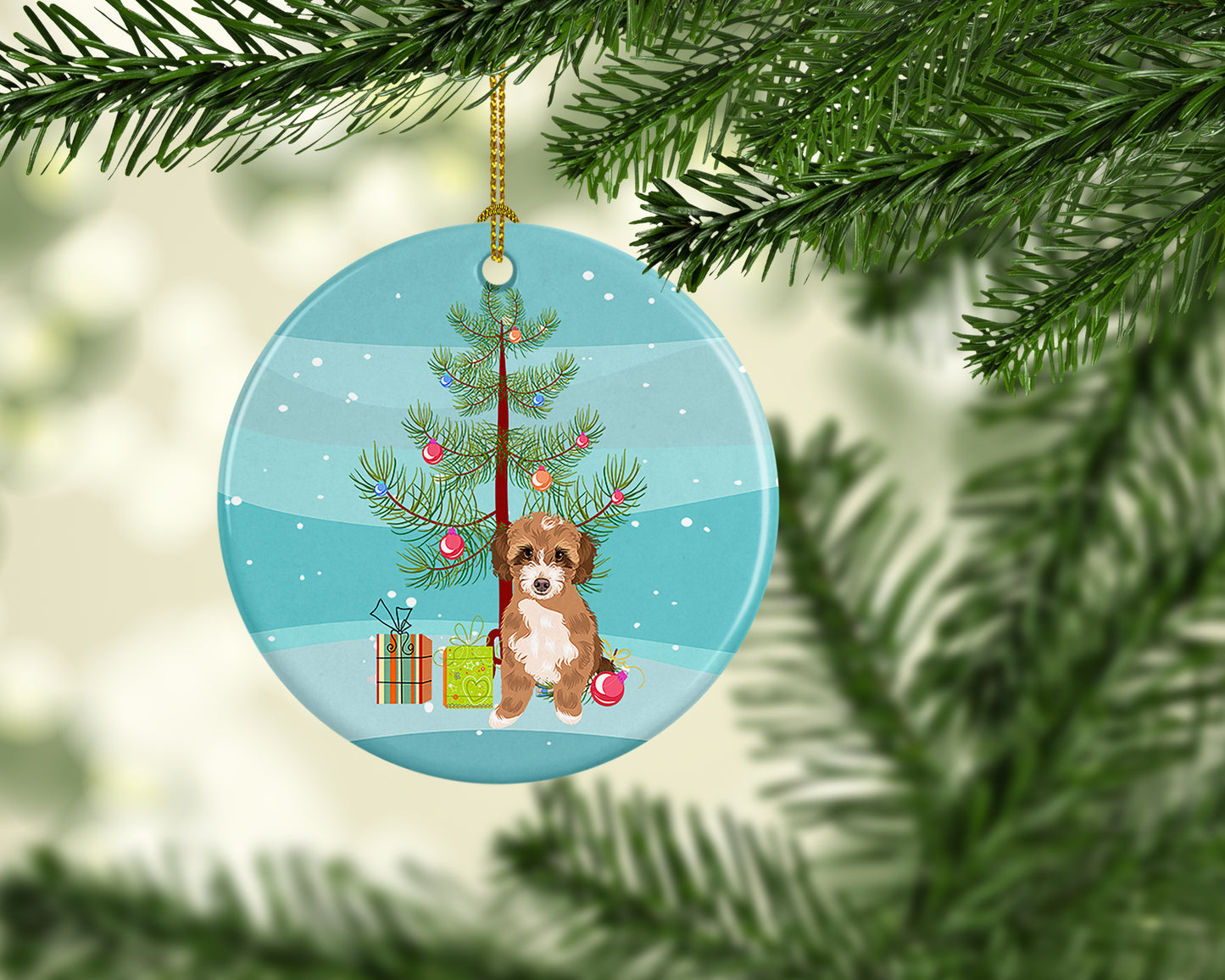 Doodle Tricolor #2 Christmas Ceramic Ornament