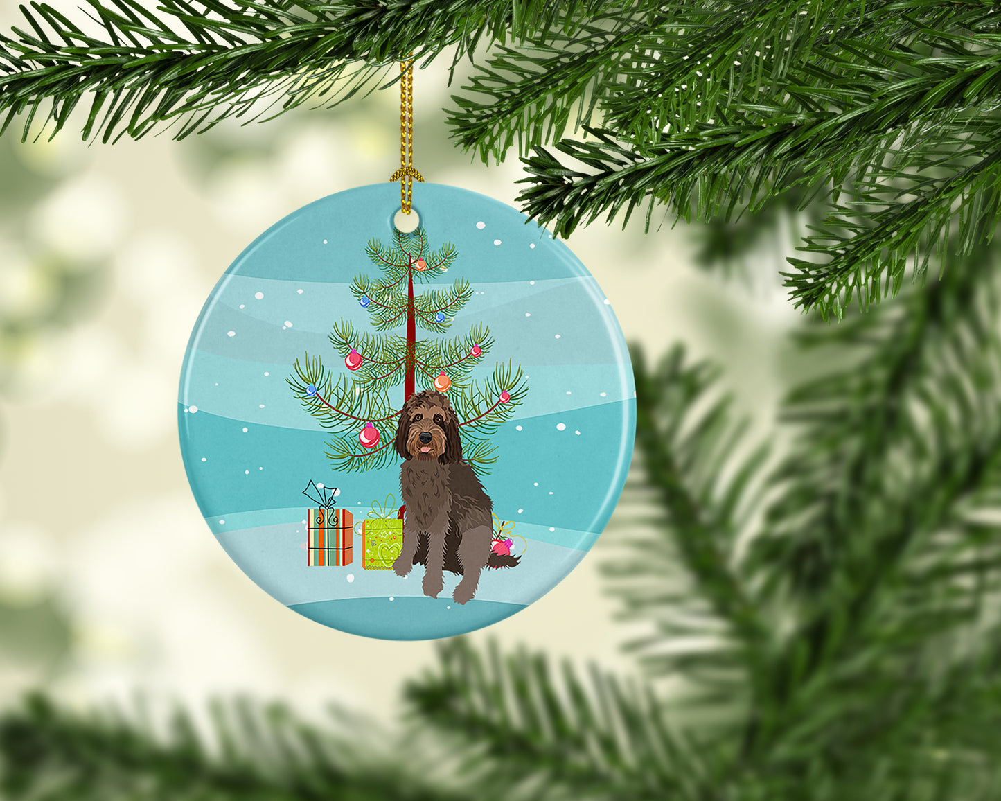 Doodle Tricolor #3 Christmas Ceramic Ornament