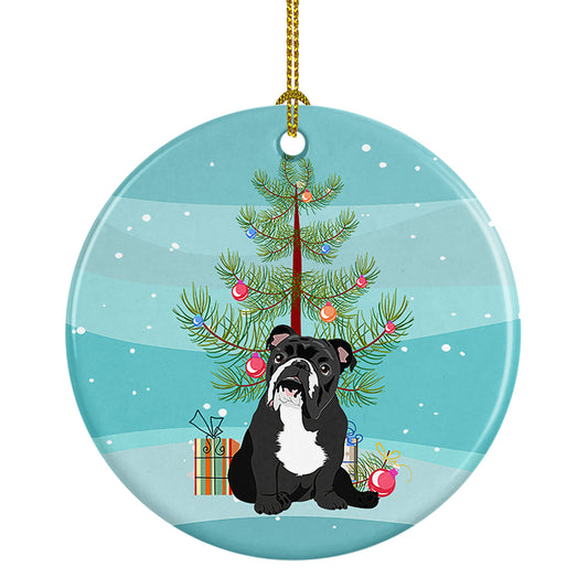 Buy this English Bulldog Black and White Christmas Ceramic Ornament