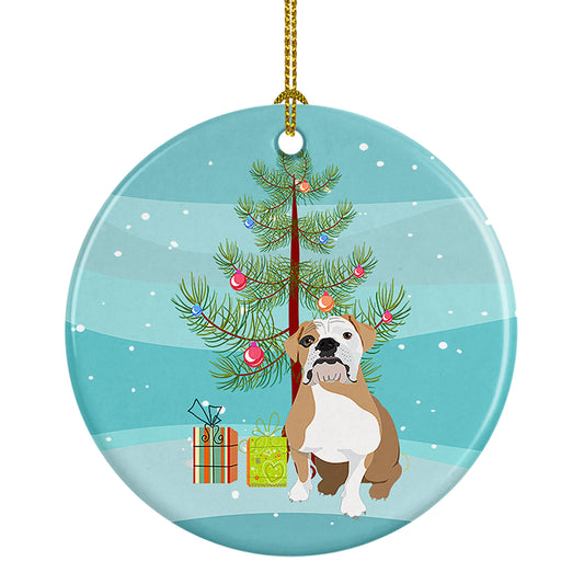 Buy this English Bulldog Fawn and White Christmas Ceramic Ornament