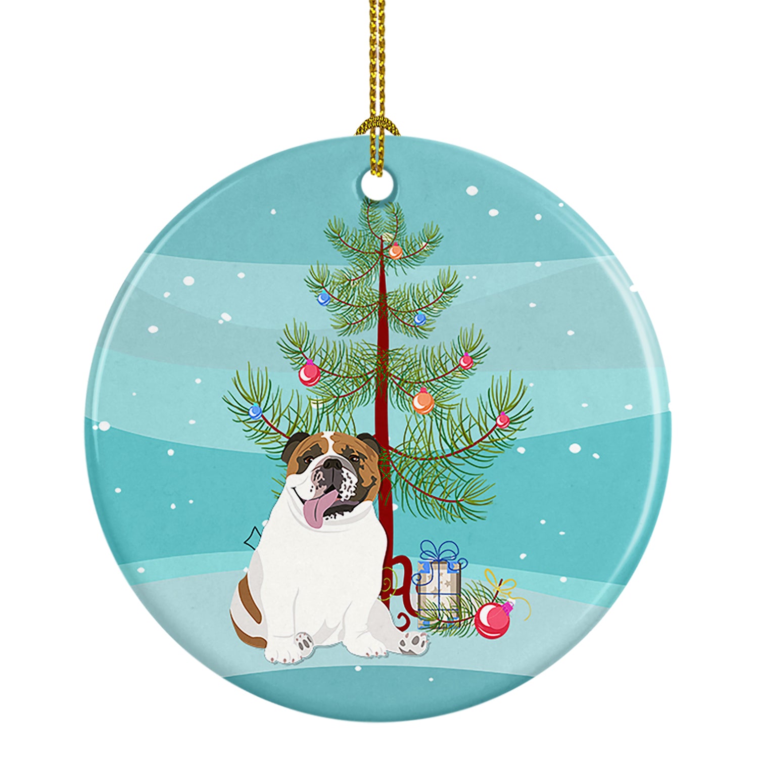 Buy this English Bulldog Tricolor #1 Christmas Ceramic Ornament