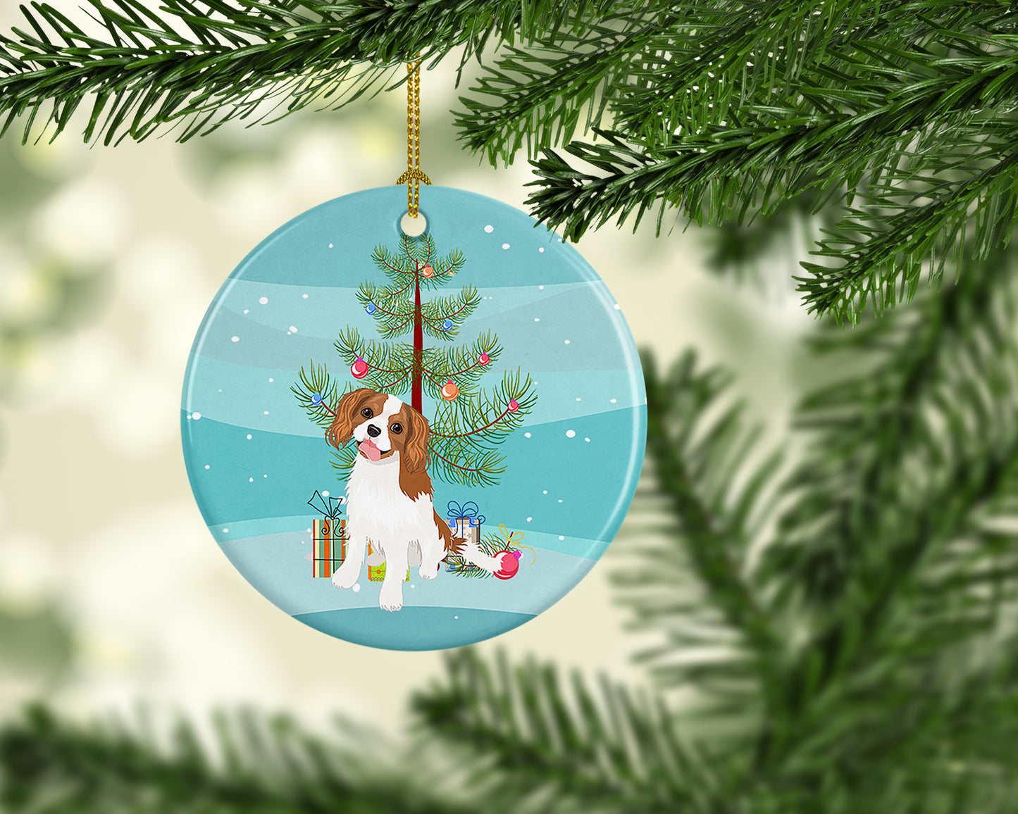 Cavalier King Charles Spaniel Blenheim #2 Christmas Ceramic Ornament