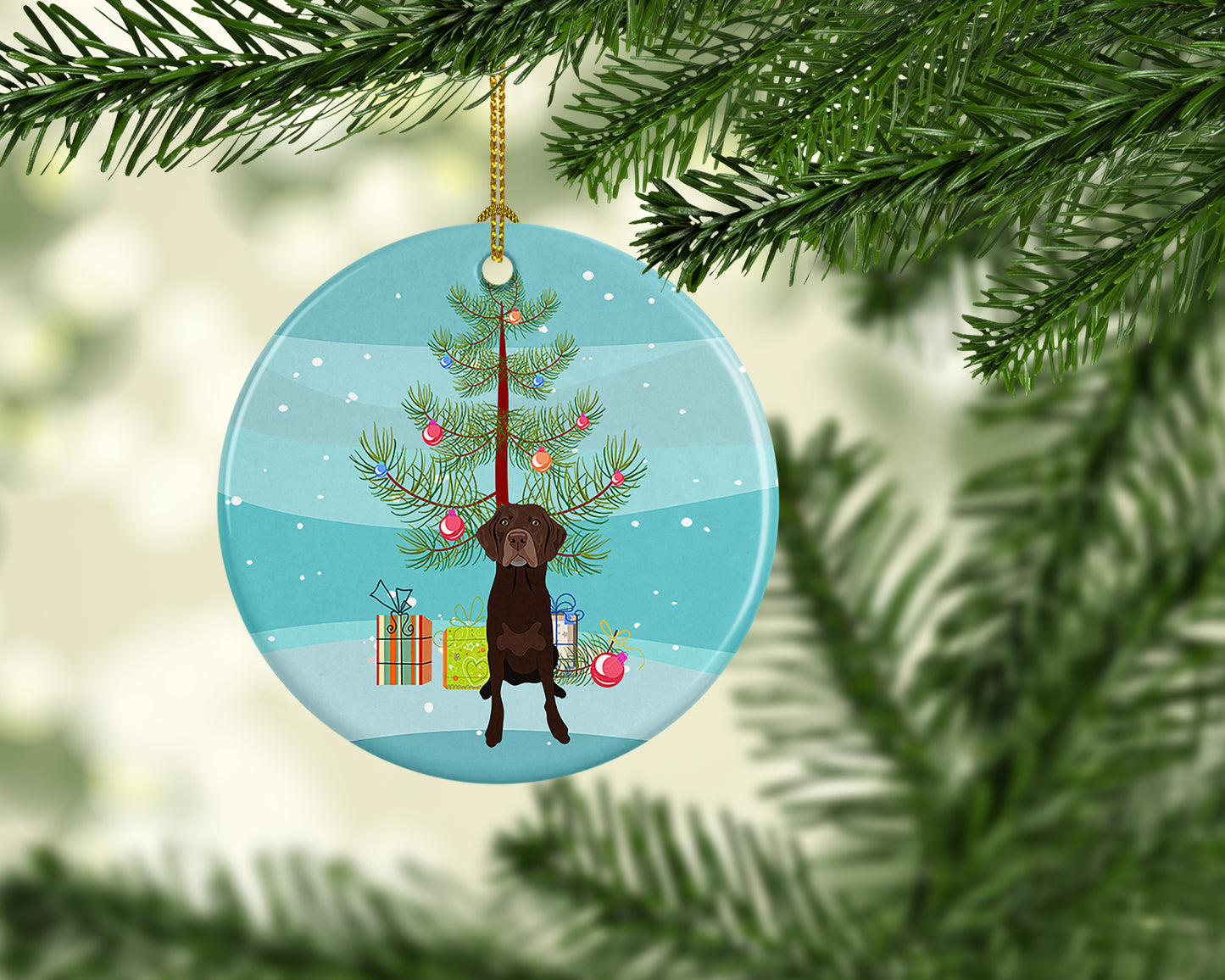 Labrador Retriever Chocolate #2 Christmas Ceramic Ornament