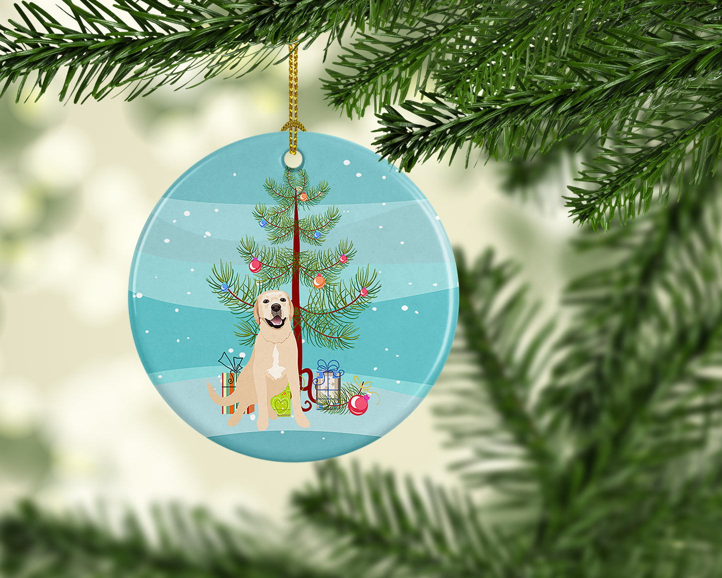 Labrador Retriever Yellow #2 Christmas Ceramic Ornament