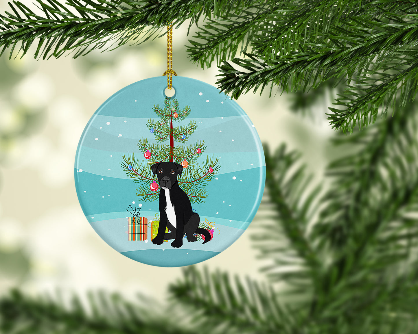 Pit Bull Black #1 Christmas Ceramic Ornament