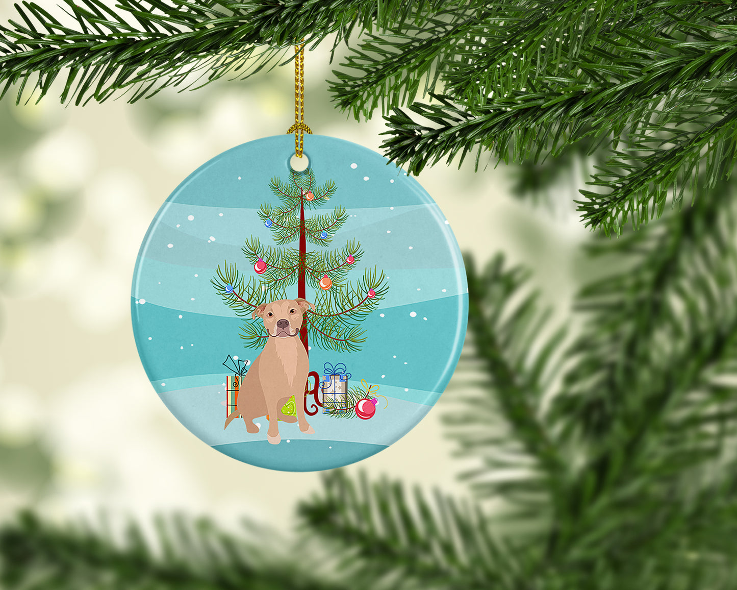 Pit Bull Fawn #1 Christmas Ceramic Ornament