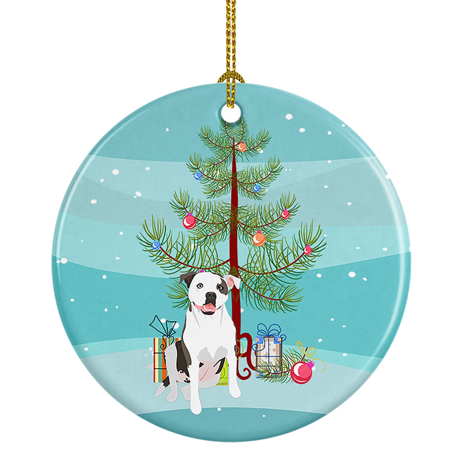 Buy this Pit Bull White #3 Christmas Ceramic Ornament