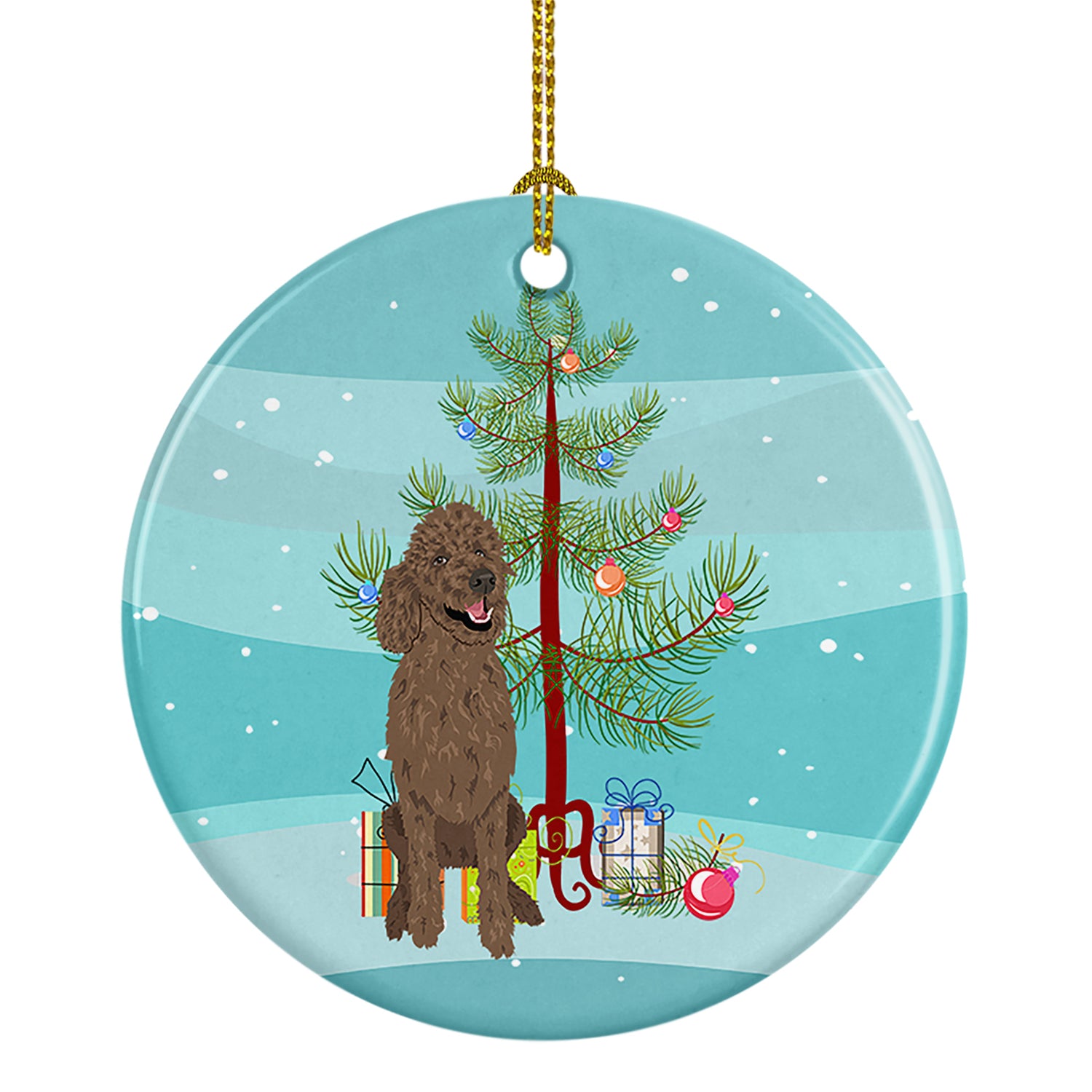 Buy this Poodle Standard Brown Christmas Ceramic Ornament