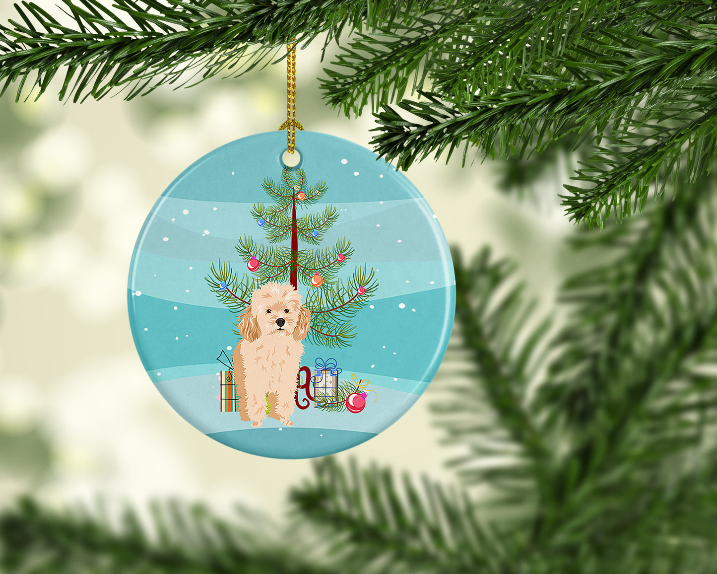 Poodle Toy Apricot #2 Christmas Ceramic Ornament