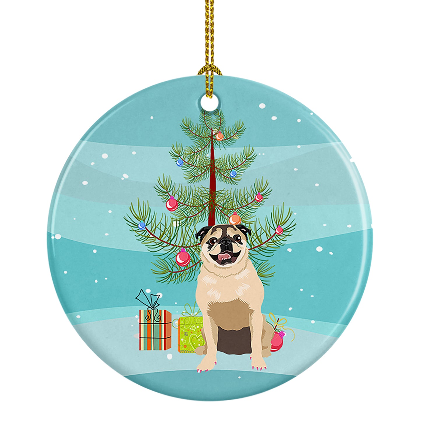 Buy this Pug Fawn #5 Christmas Ceramic Ornament