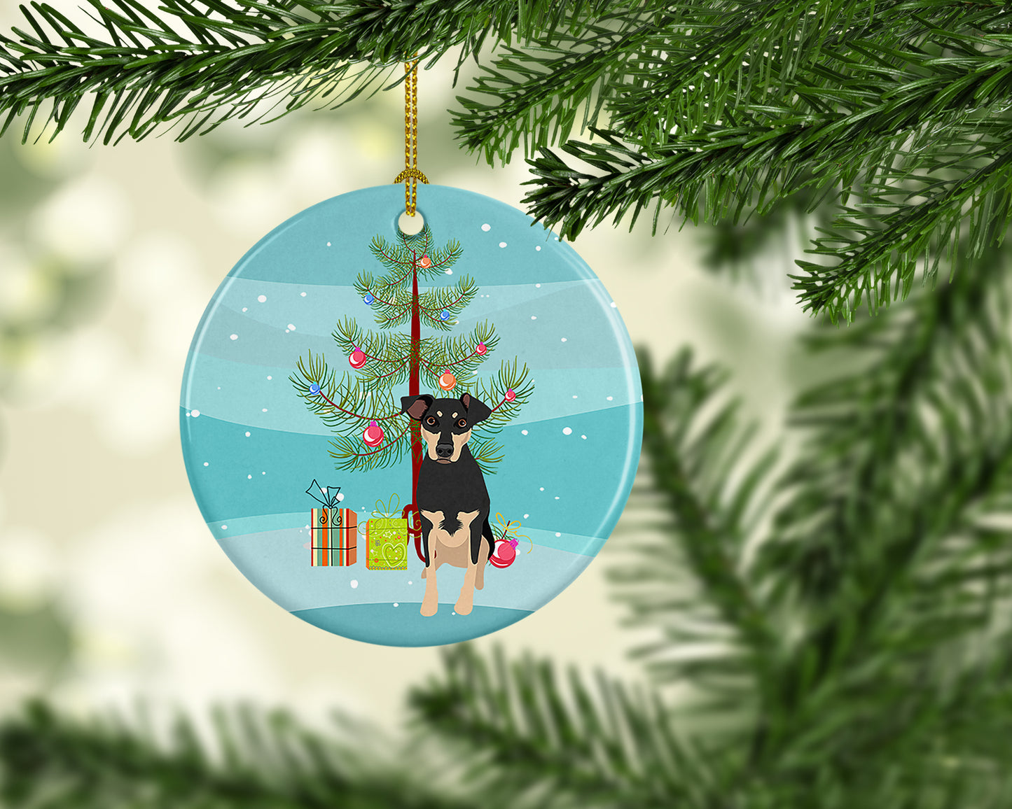 Rottweiler Black and Tan #3 Christmas Ceramic Ornament