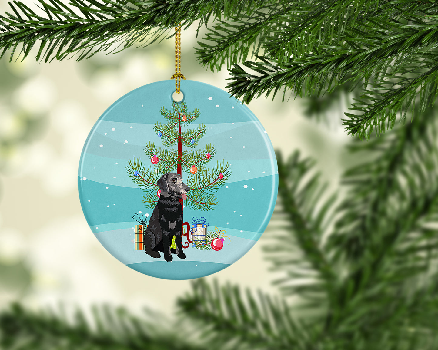 Schnauzer Black and Tan Christmas Ceramic Ornament