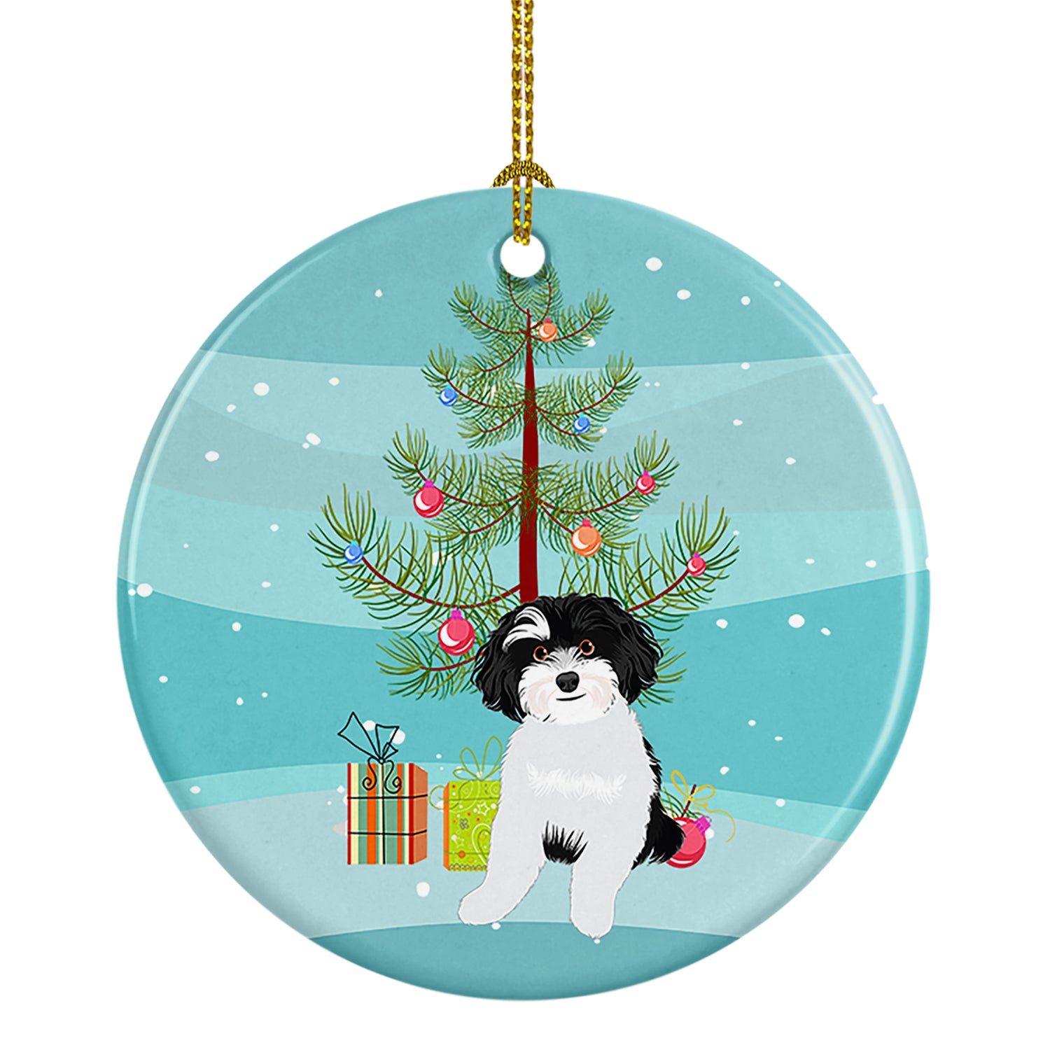Buy this Shih-Tzu Black and White #1 Christmas Ceramic Ornament