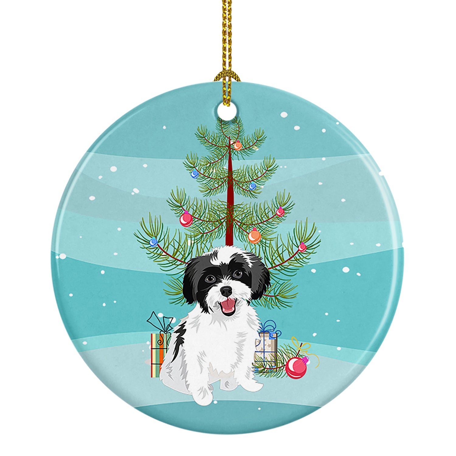 Buy this Shih-Tzu Black and White #3 Christmas Ceramic Ornament