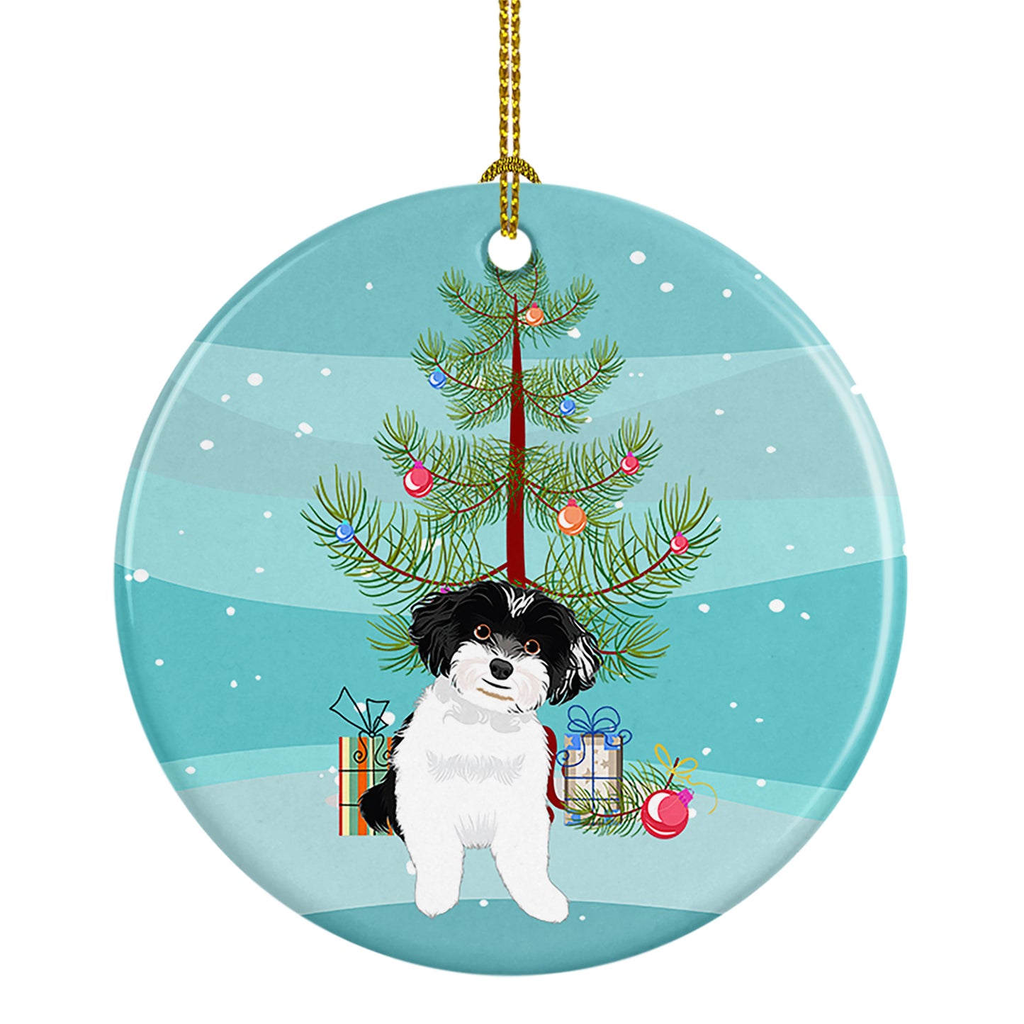 Buy this Shih-Tzu Black and White #4 Christmas Ceramic Ornament