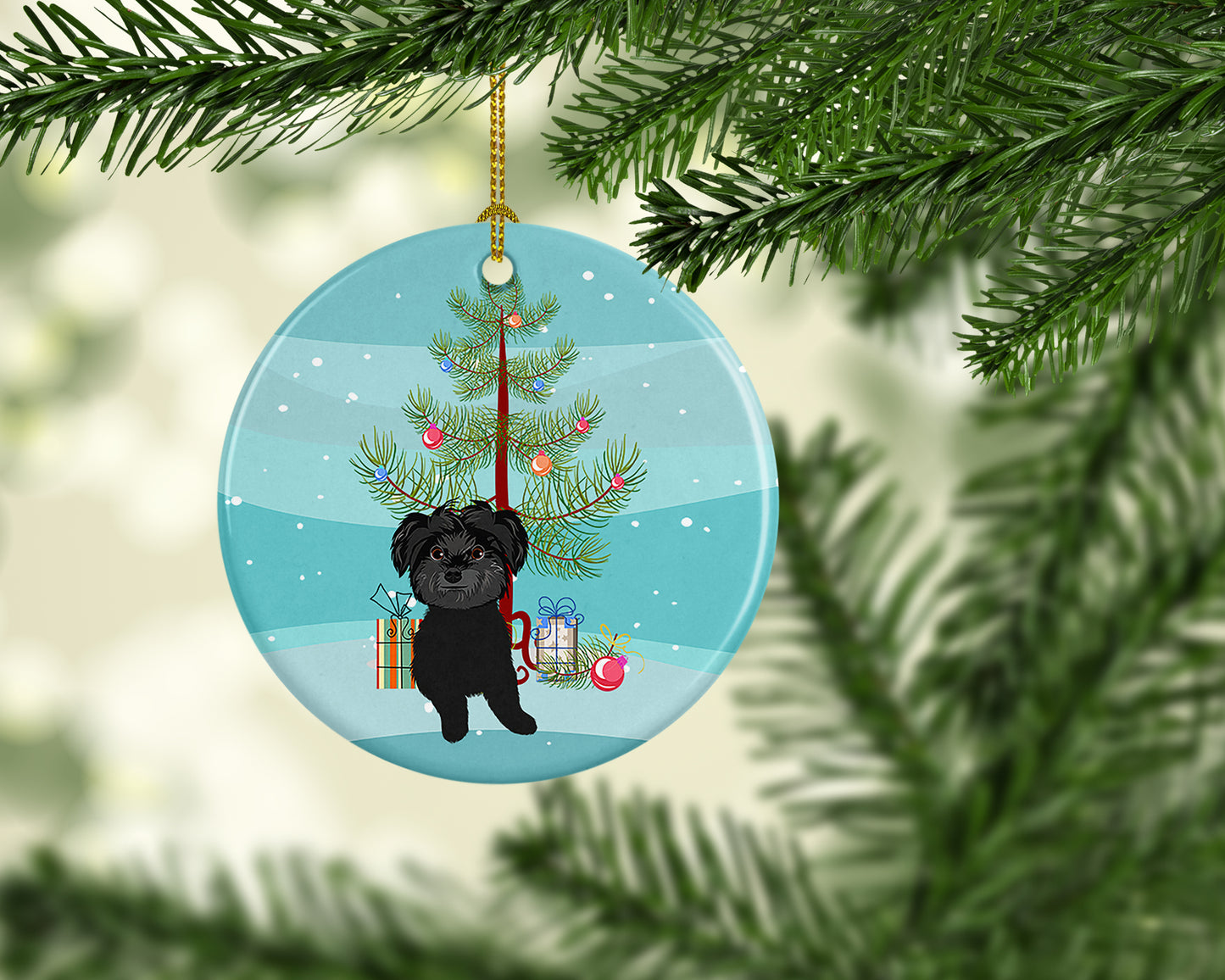Shih-Tzu Black Christmas Ceramic Ornament