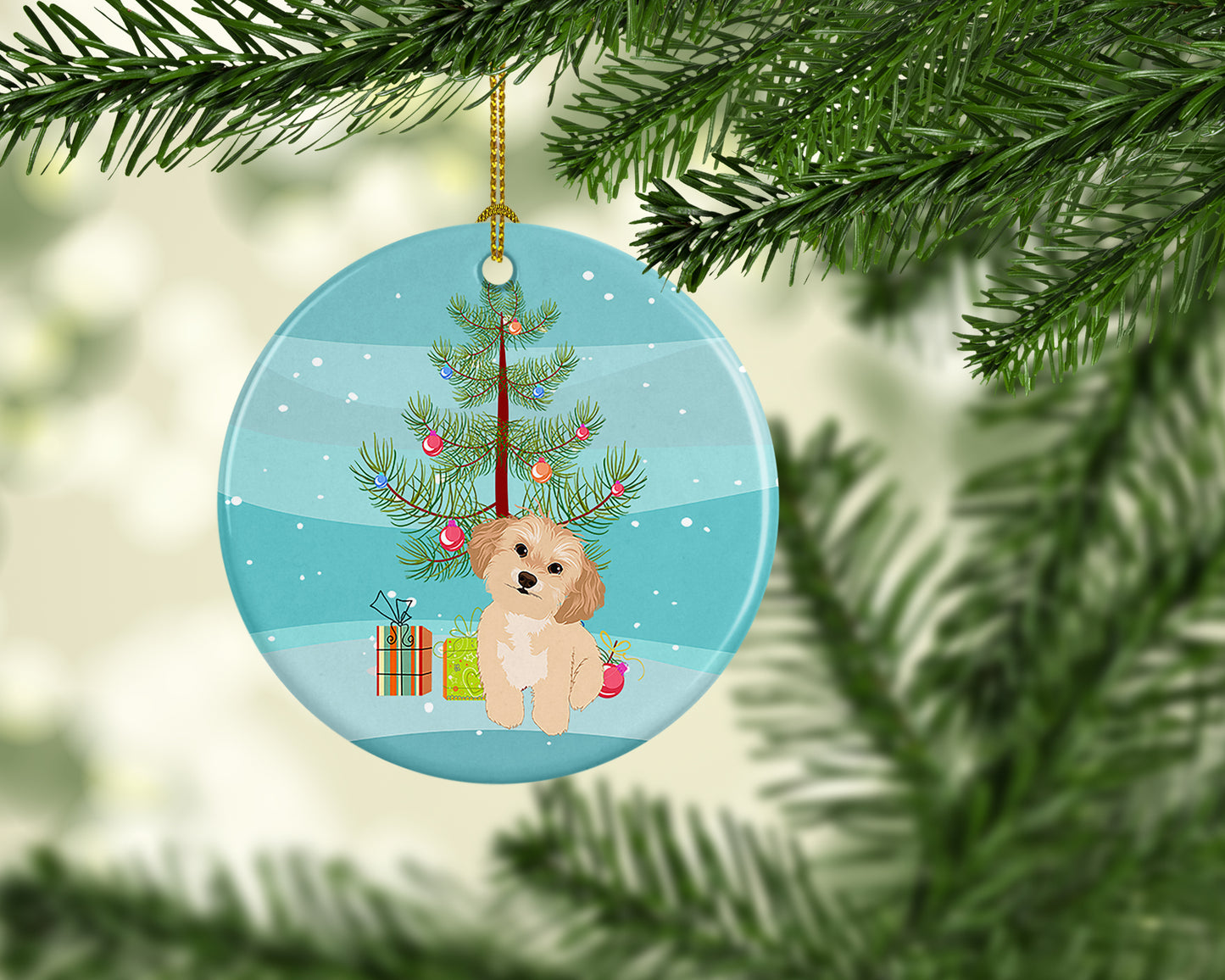 Shih-Tzu Gold #1 Christmas Ceramic Ornament