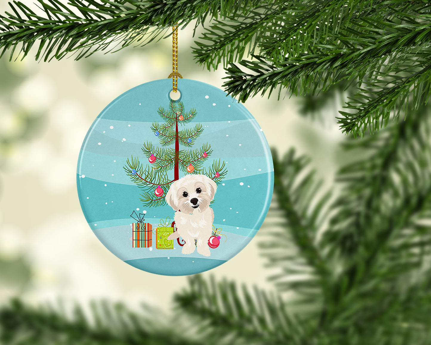 Shih-Tzu Gold #4 Christmas Ceramic Ornament