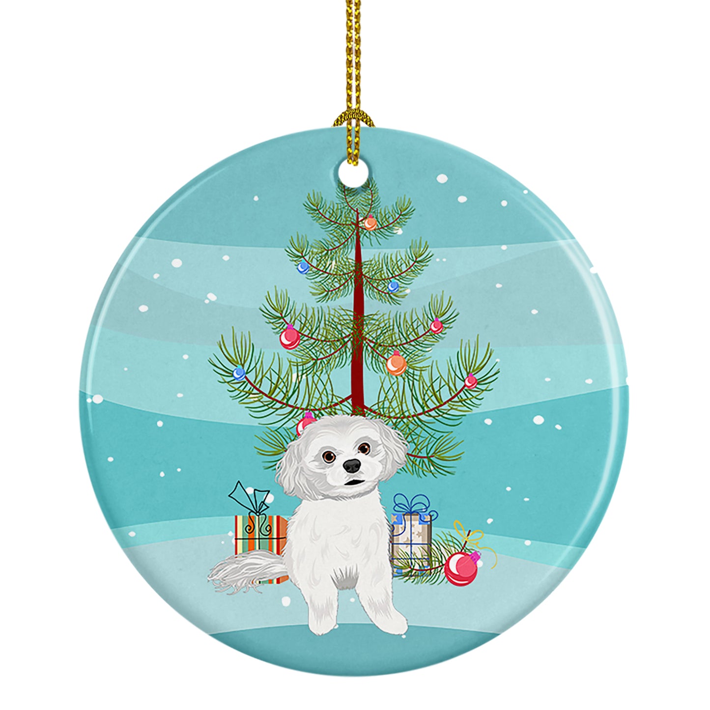 Buy this Shih-Tzu Silver and White #1 Christmas Ceramic Ornament