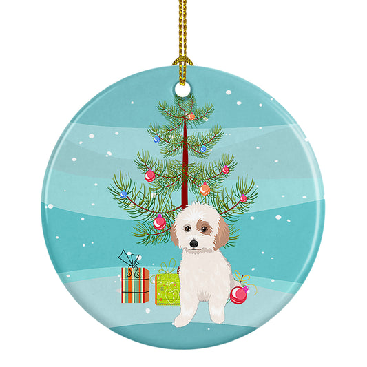 Buy this Shih-Tzu White and Red Christmas  Ceramic Ornament