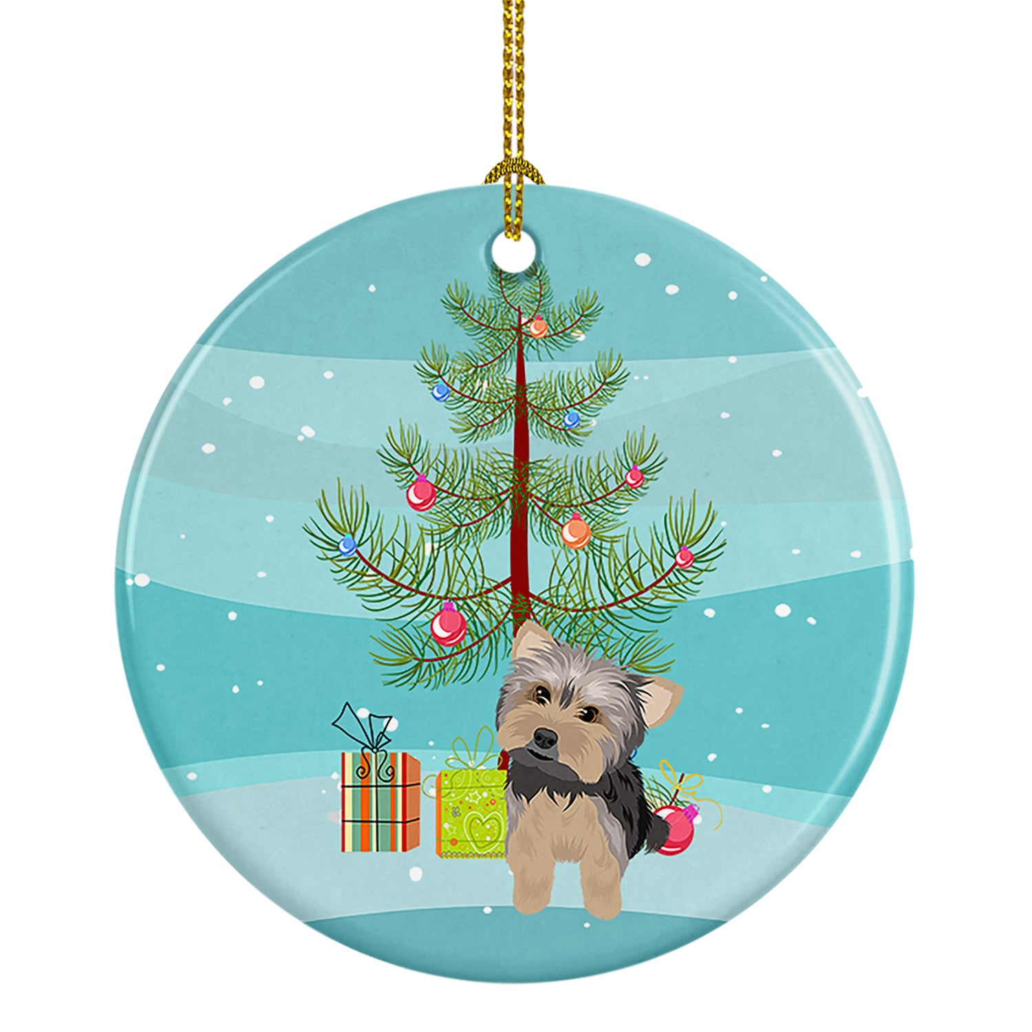 Buy this Yorkie Blue and Tan #2 Christmas Ceramic Ornament